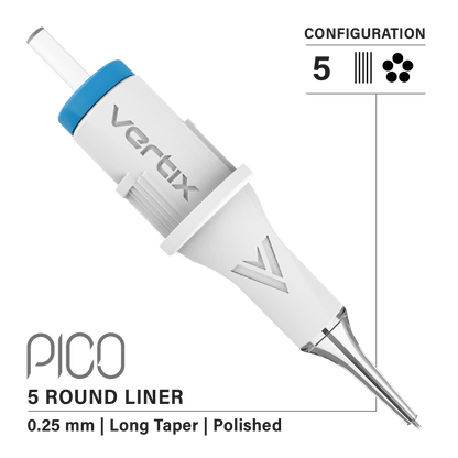 Vertix Pico 5 Round Liner PMU cartridge single needle